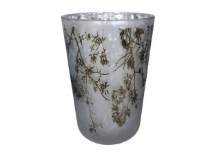  Veliký skleněný svícen Branches white - Ø 12*18cm 