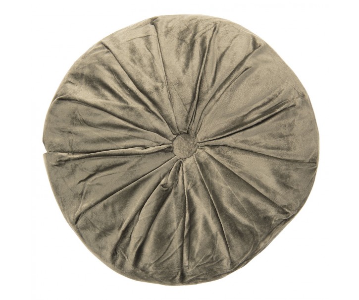 Khaki kulatý sametový polštář - Ø 38*8 cm Clayre & Eef