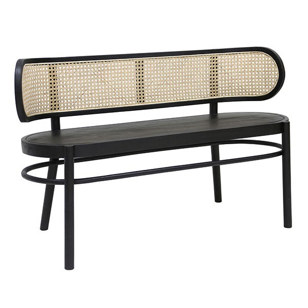Černá retro dřevěná lavice Webbing - 121*45*74 cm HKLIVING Černá retro dřevěná lavice Webbing - 121*45*74 cm HKLIVING