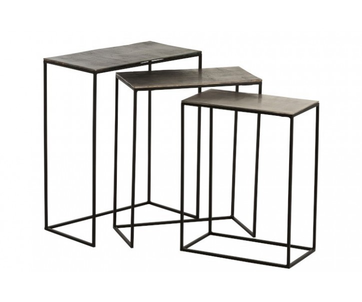 Set 3 kovových stolků Rectangular - 53*66*29 cm J-Line by Jolipa