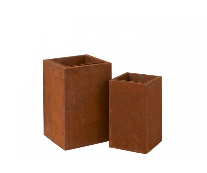 2 ks kovové obaly na květiny Metal Rust - 40*40*60 cm J-Line by Jolipa