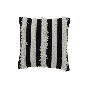 Černo-bílý pruhovaný polštář s třásněmi Monochrome - 45*45 cm