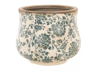 Retro květináč se zelenými květy Tien French - Ø 21*17 cm