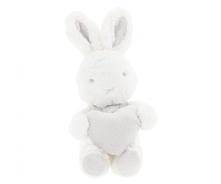 Bílý plyšový králík se srdíčkem - 15*10*15 cm Clayre & Eef