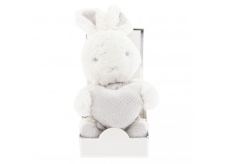 Bílý plyšový králík se srdíčkem - 15*10*15 cm