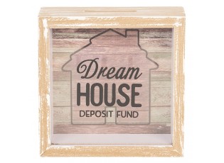Dřevěná pokladnička Dream House - 15*5*15 cm