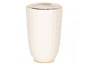 Porcelánový kelímek na zubní kartáčky se zlatým pruhem - 7*12 cm