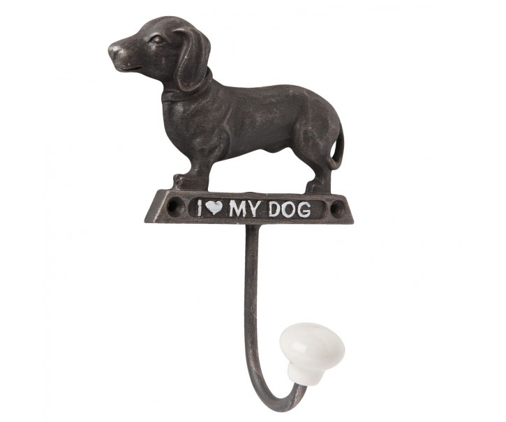 Kovový háček I love my dog - 10*5*14 cm Clayre & Eef