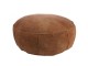 Hnědý kožený pouf Fringe XL - Ø 80*20 cm HKLIVING