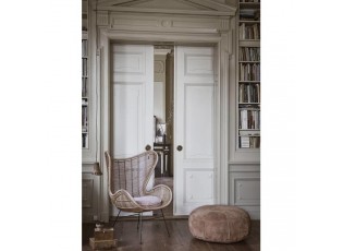 Hnědý kožený pouf Fringe XL - Ø 80*20 cm