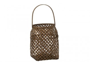 Hnědá pletená bambusová lucerna Bamboo L - 22*22*29 cm