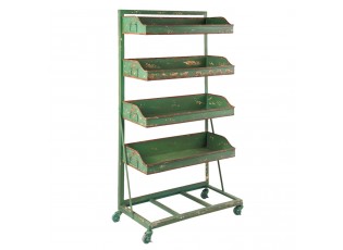 Zelený kovový regál s boxy na kolečkách Boxx - 71*40*133 cm