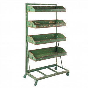 Zelený kovový regál s boxy na kolečkách Boxx - 71*40*133 cm