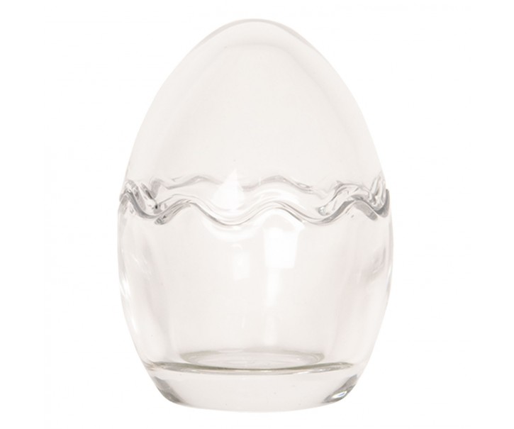 Skleněná nádoba s víkem Vajíčko - Ø 6*9 cm Clayre & Eef