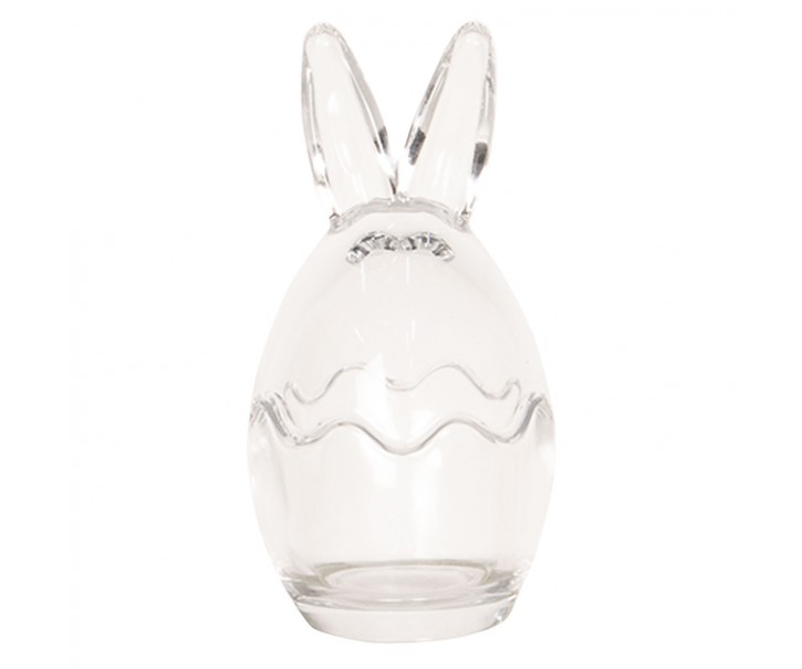 Skleněná dóza s víkem vajíčko s oušky - Ø 6*12 cm Clayre & Eef