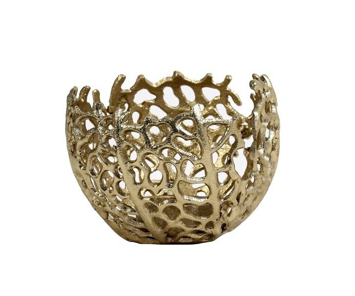 Zlatý antik kovový svícen na čajovou svíčku Sabela - Ø 12*10cm Light & Living
