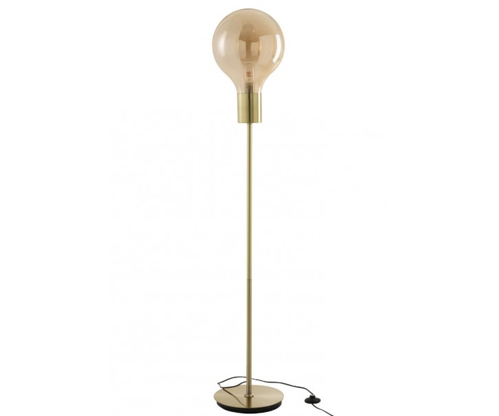 Zlatá skleněná stojací lampa ve tvaru žárovky Baloon - Ø 30*160cm J-Line by Jolipa