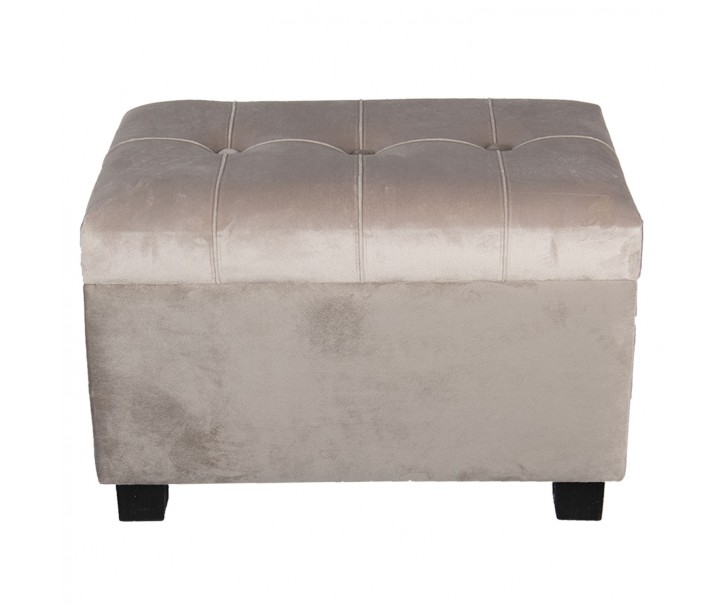 Šedá sametová podnožka Grey - 50*34*33 cm Clayre & Eef