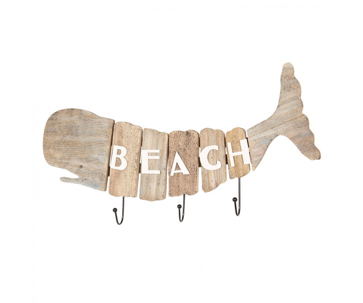 Dřevěný věšák velryba Beach - 58*5*27 cm Clayre & Eef