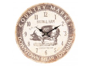 Vintage nástěnné hodiny s patinou Bacon & Ham - Ø 34*3 cm / 1*AA