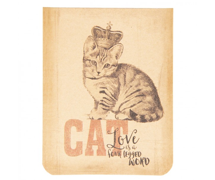 Zápisníček kočka s korunkou - 8*10*1 cm Clayre & Eef
