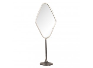 Stříbrné antik kovové stolní kosmetické zrcadlo - 14*9*43 cm