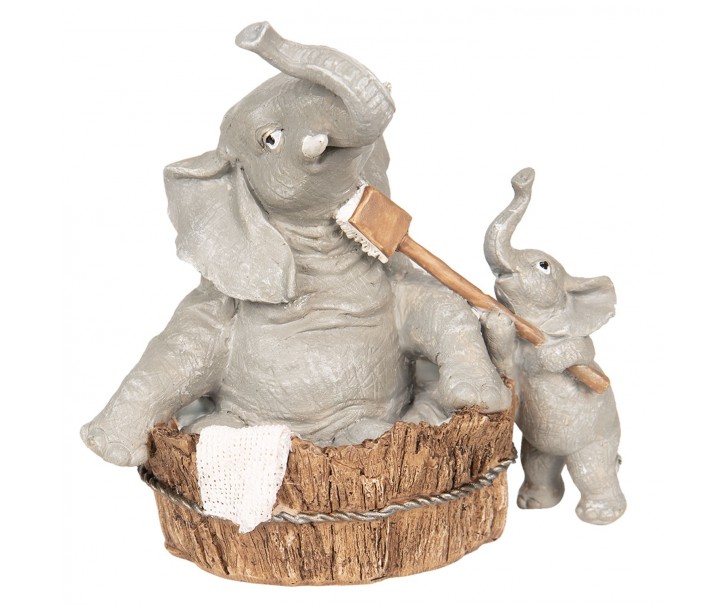 Dekorativní soška slonů při koupání - 13*9*13 cm Clayre & Eef