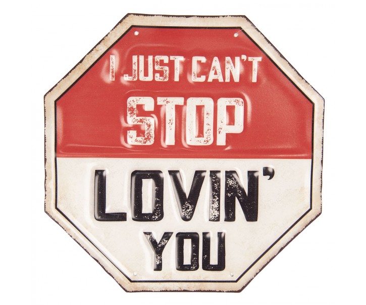 Barevná kovová cedule I JUST CANT STOP s úmyslným odřením. Clayre & Eef