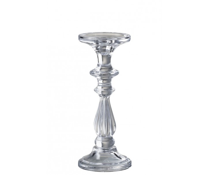 Skleněný transparentní svícen Tibo medium - Ø 10*25cm J-Line by Jolipa