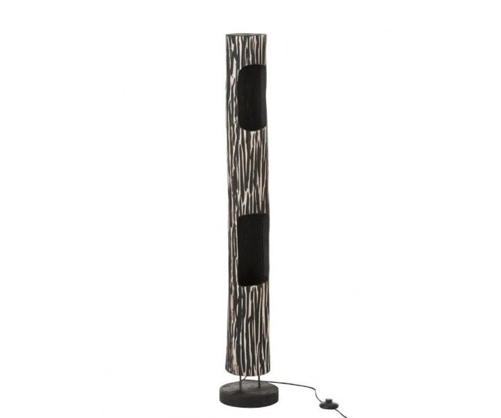 Stojací dřevěná lampa Paulownia Black 2 - Ø 21*133 cm J-Line by Jolipa