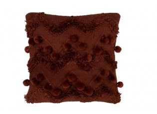 Vínový polštář s bambulkami ZigZag - 45*45cm