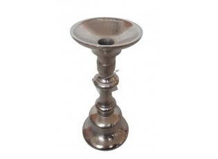 Kovový stříbrný svícen - Ø 9*22cm