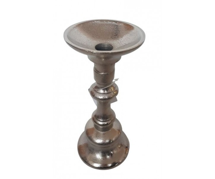 Kovový stříbrný kovový svícen - Ø 9*22cm Ostatn&iacute;