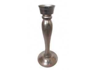 Kovový stříbrný svícen - Ø 16*39cm