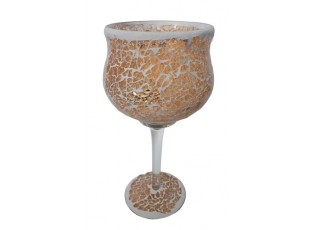 Champagne skleněný svícen na noze Mosaik - Ø 11*25 cm