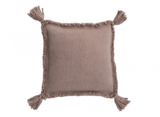 Hnědo-růžový polštář ss třapci Tassel - 45*45cm