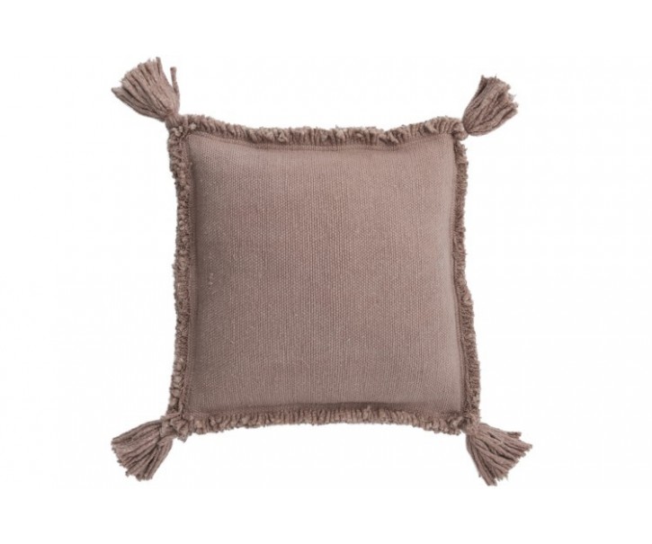 Hnědo-růžový polštář ss třapci Tassel - 45*45cm J-Line by Jolipa