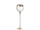 Skleněný svícen na noze s popraskáním Gold - Ø 9*30cm J-Line by Jolipa