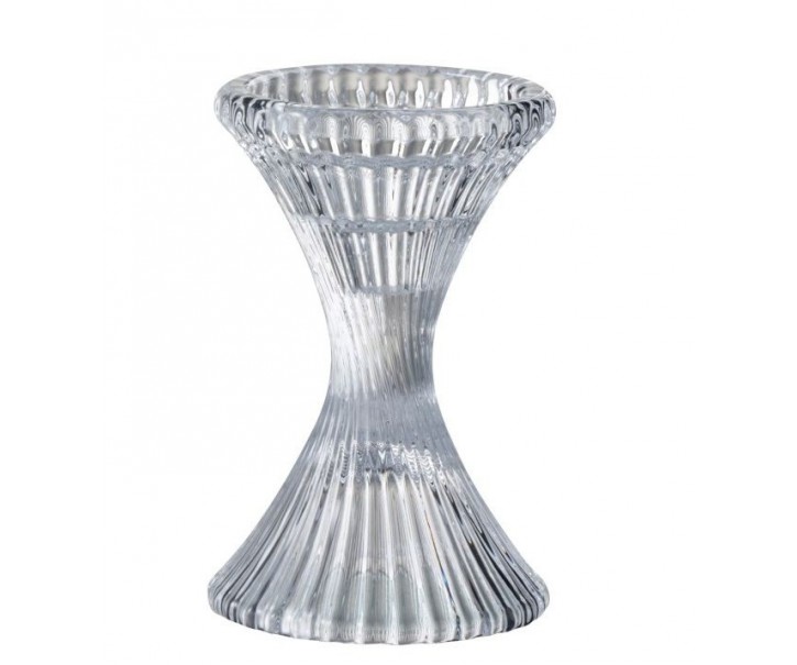 Skleněný točivý svícen Ribbed medium - Ø 10*15cm J-Line by Jolipa