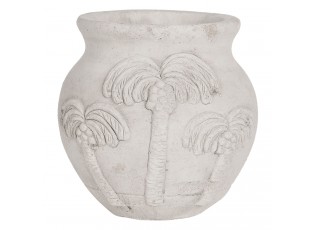 Šedý cementový květináč Palmy - Ø 15*14 cm