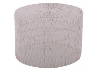 Bílé provázkové stínidlo na stolní lampu Luca cylinder - Ø 40*28cm / E27