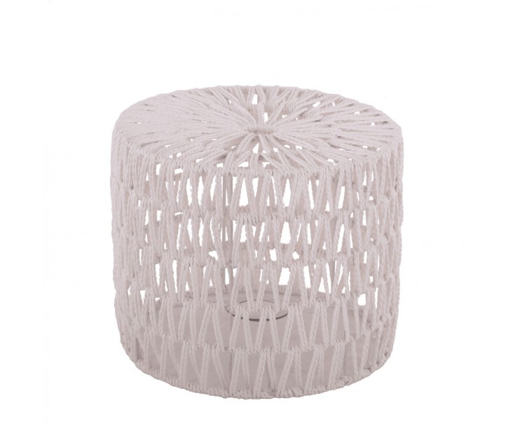 Bílé provázkové stínidlo na stolní lampu Luca cylinder - Ø 25*21,5cm / E27 Collectione