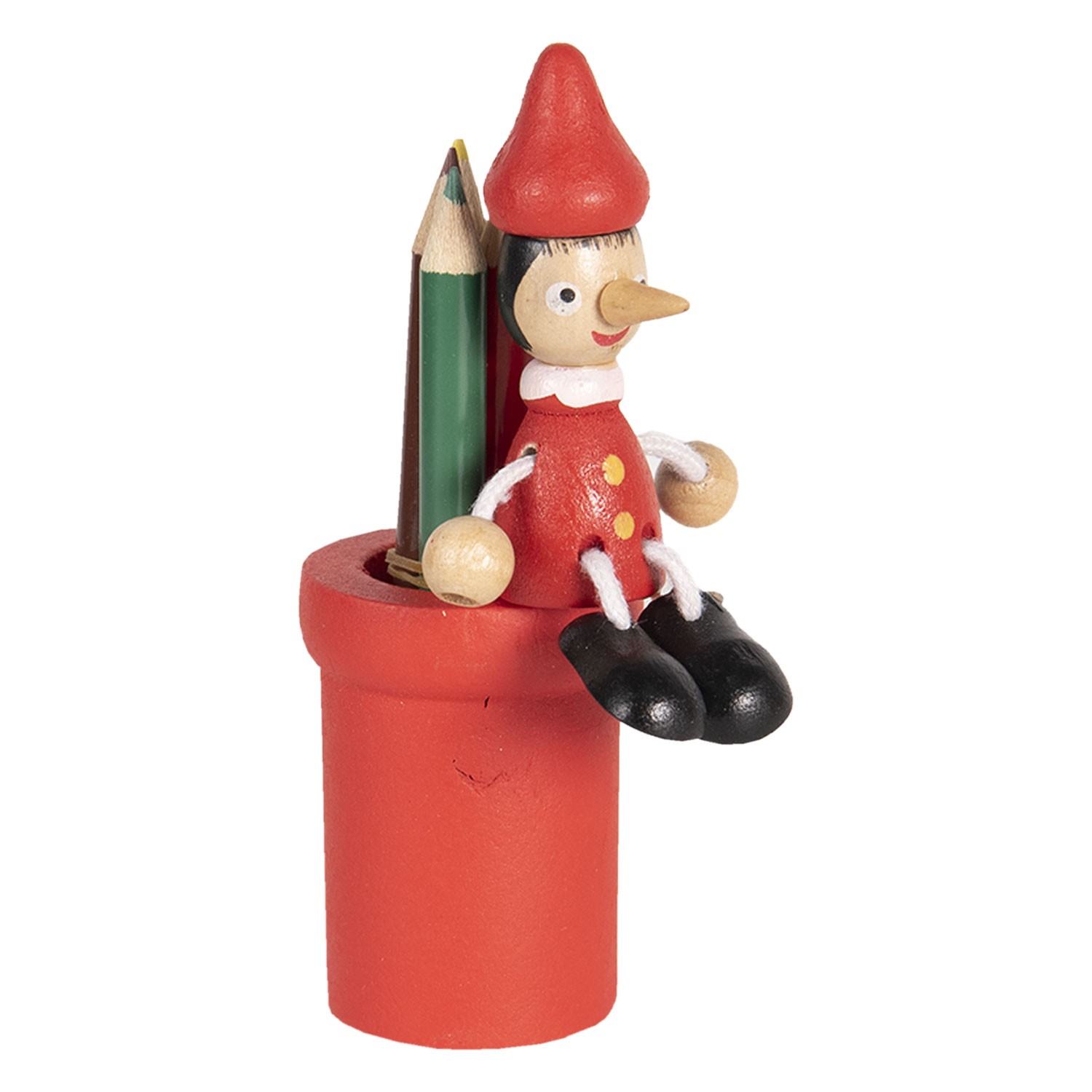 Červený stojánek na tužky s Pinocchiem - 11 cm