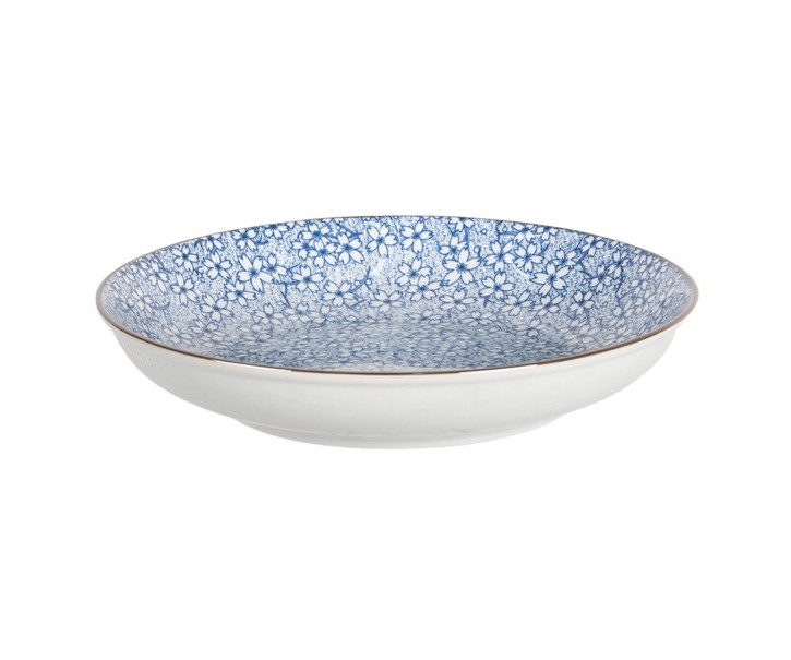 Hluboký talíř modré kvítky BlueFlow - Ø20*4 cm Clayre & Eef
