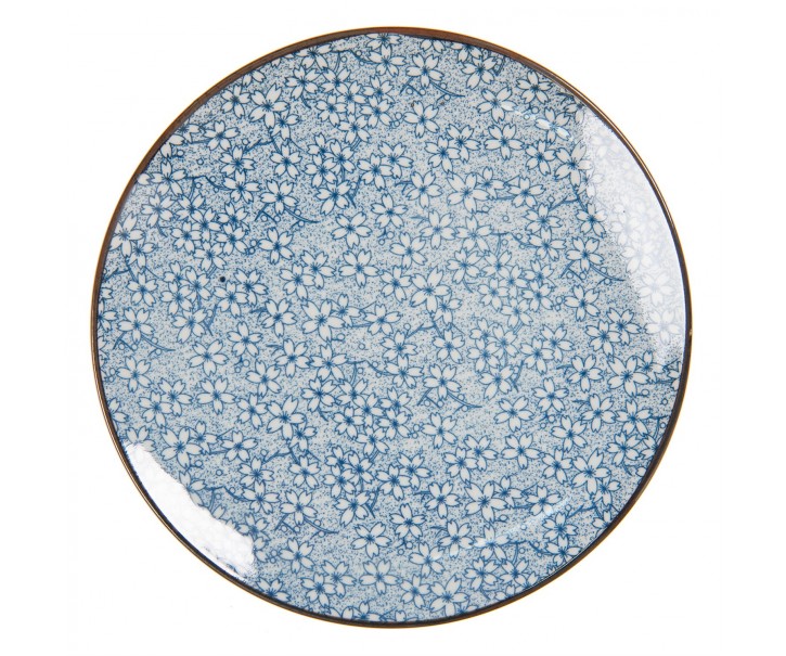 Dezertní talíř modré kvítky BlueFlow - Ø21 cm Clayre & Eef