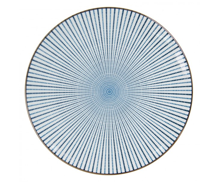 Jídelní talíř s modrým zdobením BlueLine - Ø 26 cm Clayre & Eef