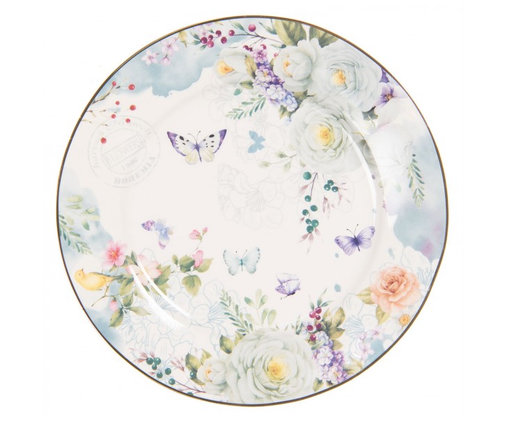 Porcelánový dezertní talíř Butterfly - Ø 19*2 cm Clayre & Eef