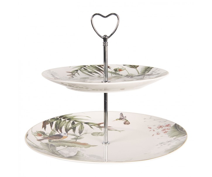 Porcelánový etažér Tropical birds - Ø 26 cm Clayre & Eef