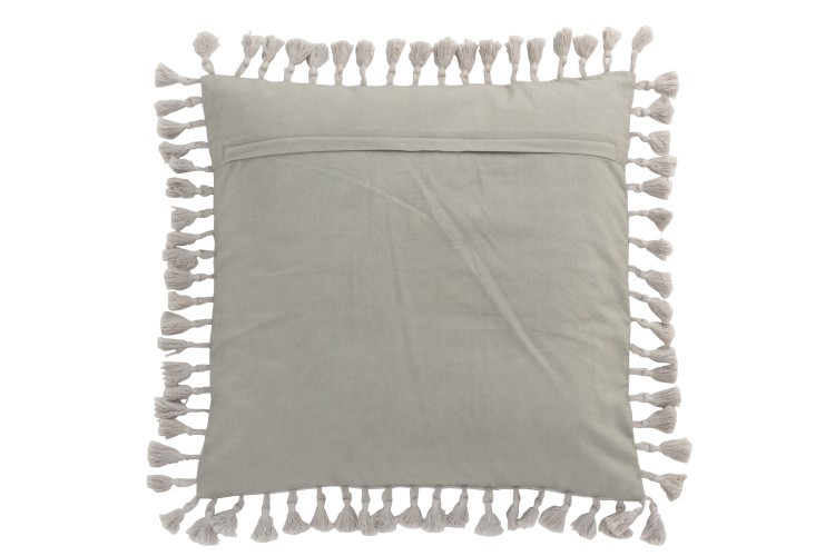 Sametový šedý polštář Moroccan II s třásněmi - 45*45 cm J-Line by Jolipa Sametový šedý polštář Moroccan II s třásněmi - 45*45 cm J-Line by Jolipa