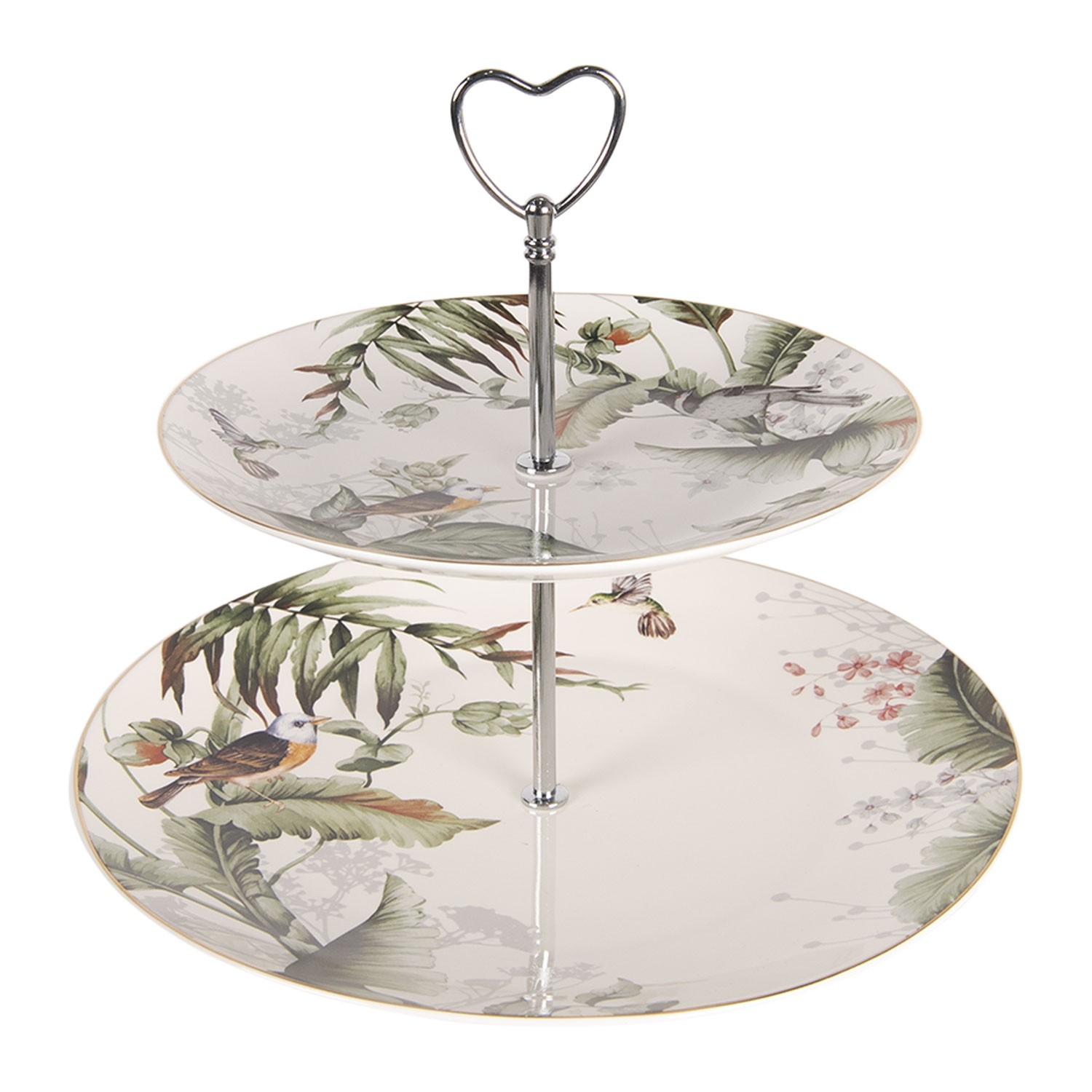 Porcelánový etažér Tropical birds - Ø 26 cm Clayre & Eef Porcelánový etažér Tropical birds - Ø 26 cm Clayre & Eef